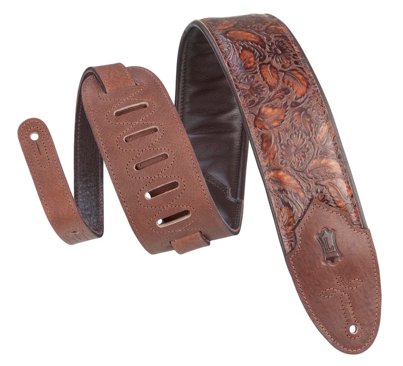 Levy's Leathers Sundance Series 3" Wide Embossed Leather Guitar Strap â€“ Premium Geranium Whiskey Western Pattern, Wide & Comfortable Support (M4WP-006) - Image 1